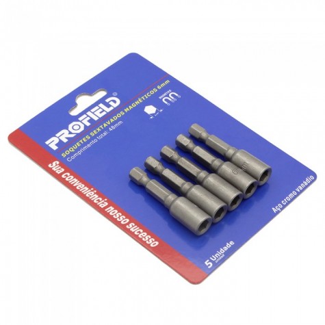 PUNTA BITS C/IMAN SQ. 6MM 48L 5PCS