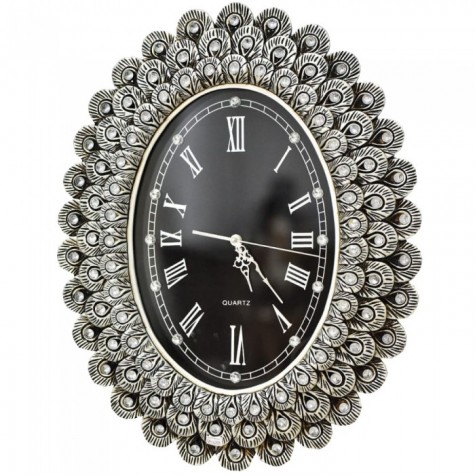 RELOJ DE PARED PLUMA PLATA