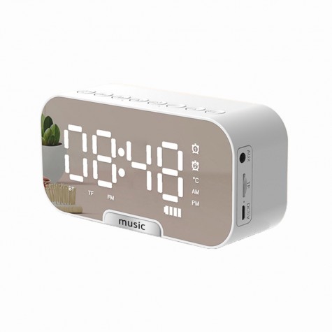 SPEAKER RELOJ DESPERTADOR RADIO BLUETOOTH BLANCO