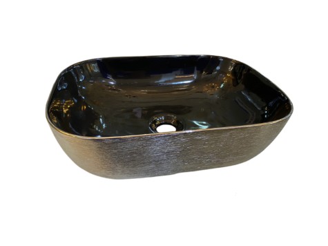 LAVABO CERÁMICA  - PLATEADO CEPILLADO 46X32X14