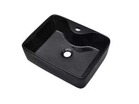 LAVABO CERÁMICA RECTANGULAR NEGRO 48X37X14