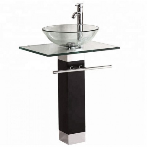 LAVATORIO DE VIDRIO TEMPLADO CON PEDESTAL BERBER