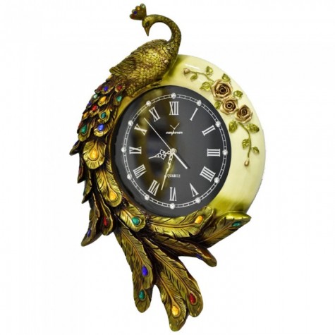 RELOJ DE PARED PAVO REAL VERDE